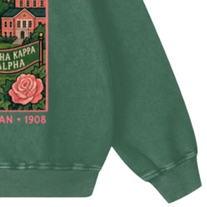  เสื้อสเวตเชิ้ตคอกลมสีเขียวสำหรับผู้หญิง ลายกราฟิก แขนยาว สไตล์ Sorority  ลำลอง แฟชั่นสตรีทแวร์ - Product Image 3