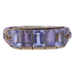 Anillo de Plata de Ley 925 Chapado en Oro con Topacio Azul y Labradorita para Mujer, Joyería para Bodas - Product Image 1