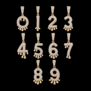 Colgante de moissanita plateada personalizado con letra y número, diseño de lágrima, joyería en tono blanco, amarillo y rosa, collar con nombre personalizado - Product Image 5