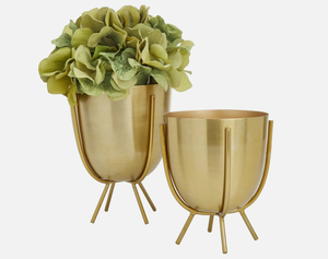 Pot à œufs en métal doré brossé avec support en métal, style mid-century modern glamour ou accent décoratif contemporain minimaliste, finition dorée - Product Image 6