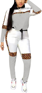 Trajes de ropa de mujer de media cremallera de algodón de alto rendimiento Conjunto de chándal de mujer de bloque de color de manga completa Premium Transpirable Slim Fit - Product Image 2