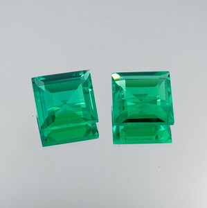 Par de Esmeraldas Cultivadas en Laboratorio, Corte Rondelle (3.25ct 8x8mm) (2 Piezas) HAYAAT GEMS HG-145 de Rajasthan - Product Image 2