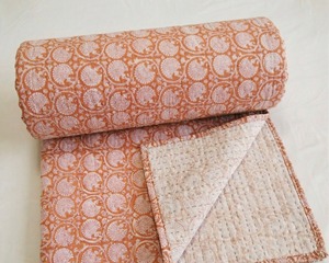 Traditional Printed Cotton Quilt Handmade Reversible All Season <b>Bedding</b> Soft Lightweight Bedspread - Product Image 4
