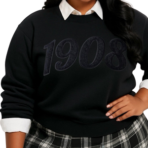 เสื้อสเวตเชิ้ตคอกลมพรีเมียมผ้าฟลีซสีเขียวเข้มสำหรับฤดูหนาว สไตล์ลำลอง ปักลายตัวอักษรกรีกด้านหน้าสำหรับผู้หญิง - Product Image 5