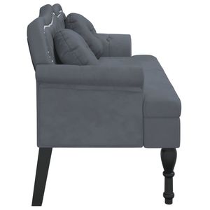 Banc en velours gris foncé 100% polyester avec structure en bois de caoutchouc massif et contreplaqué, tabourets et ottomanes - Product Image 4