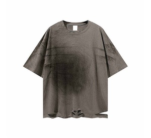 Camiseta 100% Algodón con Lavado Ácido y Efecto Desgastado, Ajuste Oversize, Textura Agrietada, Estilo Urbano Vintage, Venta al por Mayor, Logotipo Personalizado - Product Image 2