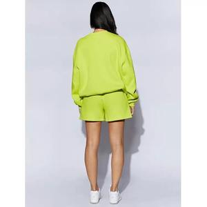 Women's Casual Fitness 2-Piece Pajamas <b>Set</b> Breathable for Lounge Wear with O-Neck Tops Drawstring Waist Soft Shorts Short Sleeve - Product Image 3