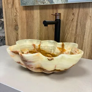 Light Green Onyx Irregular Shaped Sink Natural <b>Stone</b> Basin Brushed Finish Fire Resistant 5-Year Warranty Modern Kitchen Dining - Product Image 1