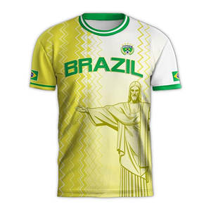 Camiseta de Fútbol Brasileña Personalizada de Alta Calidad con Logotipo Impreso, Camisetas de Fútbol para Hombre, Entrenamiento Deportivo, Transpirable, Secado Rápido, Retro - Product Image 1