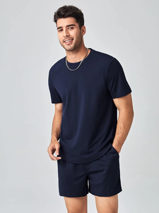 High Street Fashion Wear Men's T Shirts New Fashionable Men Two Pieces <b>Set</b> Short Sleeve Gradient Color Summer Fit <b>Twin</b> <b>Set</b> - Product Image 5
