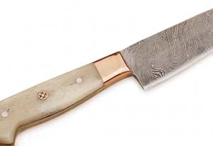 Cuchillo de Chef Artesanal de Acero de Damasco con Mango de Hueso y Empuñadura de Cobre, Herramienta Culinaria de Cocina - Product Image 4