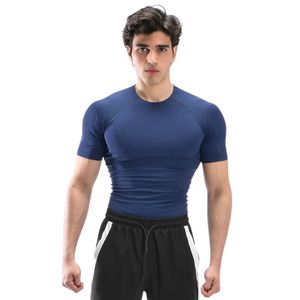 <b>Men's</b> <b>Navy</b> <b>Blue</b> Slim Fit Crew Neck Short Sleeve T <b>Shirt</b> Stretch Athletic Training Gym Running Casual Sportswear Fitness - Product Image 1