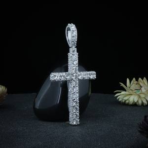 Colgante de cruz con diamante de moissanita de corte brillante redondo, estilo rapero, plata de ley 925, joyería hip hop de Phoenix Enterprise - Product Image 5