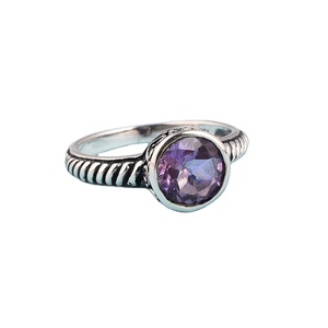 Anillos de estilo vintage de Plata de Ley 925 con piedras preciosas de amatista, joyería de corte ovalado chapada en plata Unisex para boda o fiesta - Product Image 1