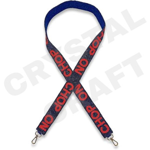 CRYSTAL CRAFT Model 4135 Vintage Beaded Hook <b>Strap</b> with Gold Text Custom Eco-Friendly Handbag Accessory Navy Blue - Product Image 4