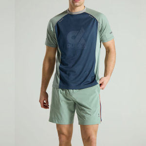 Nouvel ensemble de t-shirts décontractés et sportifs pour hommes, tricotés, respirants, à manches courtes, coupe oversize, avec logo uni sur le devant, collection été 2026, marque tendance - Product Image 1