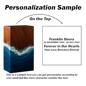 Handcrafted Rosewood Cremation Urn Ocean Wave Resin Inlay for human shes medium size 9x5.5 inches urn <b>box</b> - Product Image 3
