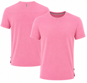 T-shirt rouge à manches courtes pour homme, col rond, coupe classique, couleur unie, tricoté, teint uni, décontracté - Product Image 5