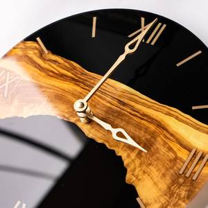 Black and gold wall <b>clock</b> Epoxy resin <b>clock</b> wood <b>clock</b> Roman numeral wall <b>clock</b> Stylish wall <b>clock</b> Epoxy wood <b>clock</b> Luxury <b>clock</b> - Product Image 5