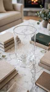 Vase en verre transparent côtelé résistant à la chaleur, support cylindrique pour fleurs, décoration de table pour Noël, la Saint-Valentin, la maison - Product Image 3