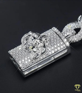 <b>Iced</b> Out Skull Cuban Link <b>Chain</b> 925 Sterling Silver with VVS Moissanite Diamond Hip Hop Punk Rock Statement Jewelry for Men - Product Image 3