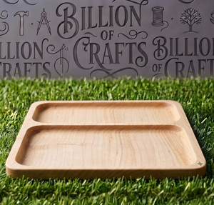 Plateau de service en bois à 2 compartiments, rectangulaire, verni, organisateur de table minimaliste - Product Image 6