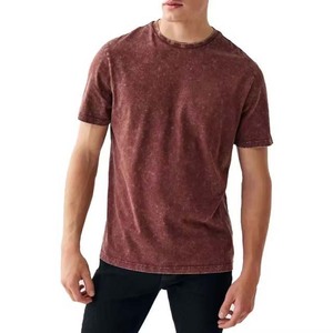 OEM Low MOQ Wholesale Men's Cotton Vintage Acid Wash T Shirts Casual Blank Oversized O Neck Tee Plus Size High Street Man Shirts - Product Image 4