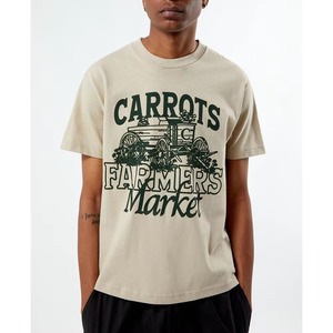 Camiseta Estampada Carrots Farmers Market para Hombre, Casual, Manga Corta, 100% Algodón, Verano, Transpirable, Popelina, Logotipo Frontal - Product Image 1