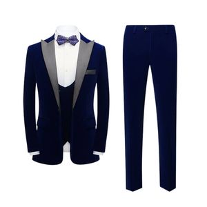 Traje de esmoquin negro para hombre con bordado azul claro, solapa tipo chal, diseño artístico, para fiesta, blazer, trajes de novio para matrimonio - Product Image 4