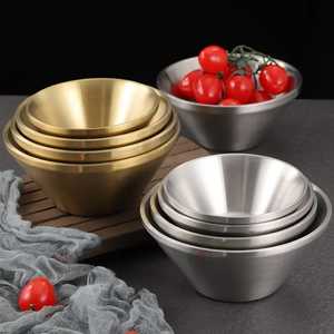 V-Shape Stainless Steel Nesting Bowls Gold and Silver Conical <b>Salad</b> Bowls Set for Modern Kitchen Food Serving - Product Image 5