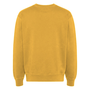 Sudadera de algodón grueso con cuello redondo, estilo urbano personalizado, amarilla lisa, tipo jersey, oversize, de forro polar, para hombre, de manga larga - Product Image 2