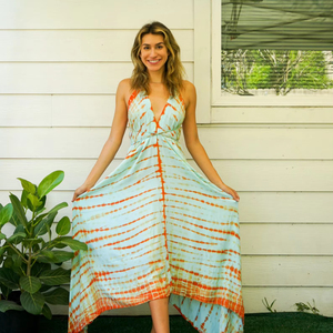 ชุดเดรสแฟชั่นสตรีผ้าเรยอนมีดี้เดรสคอวีแขนกุดเปิดหลังทรงหลวมลำลองชุดเดรสฤดูร้อน - Product Image 1