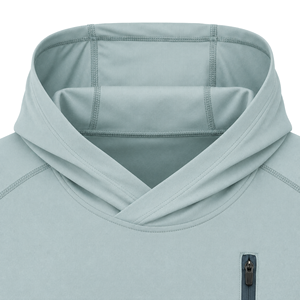 Sudadera con Capucha para Pesca, Color Azul Claro, Protección Solar UPF 50, Secado Rápido, Paneles de Malla, Orificios para Pulgares, Bolsillo, 100% Algodón, OEM, ODM - Product Image 3