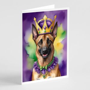 Cartes de vœux Malinois Belges Roi du Mardi Gras Pack de 8 cartes vierges A7 avec enveloppes fantaisistes Taille 5x7 - Product Image 1