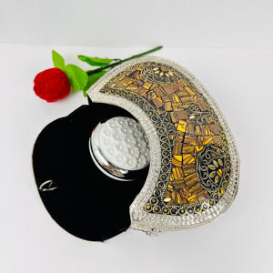 Modern Fashion Women's Sling Bag Indian Yellow <b>Silver</b> Ethnic Polished Sculpture Antique Mosaic Crossbody Purse for Parties - Product Image 1