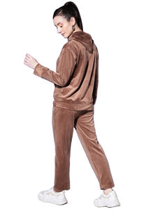 Dernier design, vente en gros, ensemble de survêtement sportif 2 pièces en velours de coton pour femme, haut court et pantalon de jogging, pour l'hiver - Product Image 6