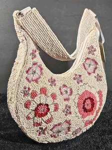 Bolso de mano con cuentas y bordado de rosas rosas de lujo, superventas, para mujer, ideal para fiestas de boda, bolso de hombro o bandolera. - Product Image 3