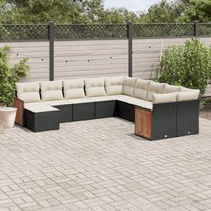 Conjunto de Sofás Modulares Grandes de Ratán Sintético Negro para Jardín - Product Image 1