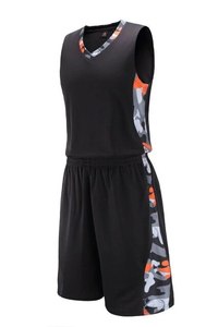 Ensemble de maillot de basket-ball unisexe rouge, manches courtes, col en V, polyester respirant, pour adultes, toutes saisons, taille élastique à l'avant - Product Image 3