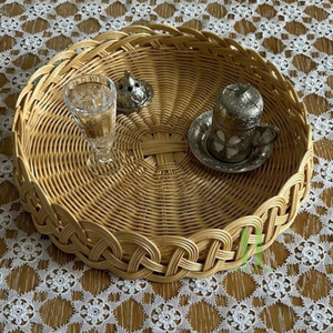 Elegant Beige Rattan <b>Storage</b> Trays for <b>Table</b> Decoration Bohemian Style Flexible Design 2026 Collection OEM HNH <b>Craft</b> Factory - Product Image 1