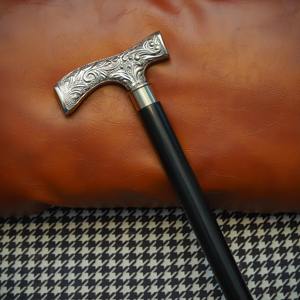 Bastón de caminar elegante con mango plateado grabado, bastón de madera negra de lujo, hermoso bastón con mango plateado de latón. - Product Image 5