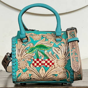 Bolso de Hombro de Cuero Vacuno Genuino Hecho a Mano con Diseño de Girasol, Estilo Personalizado, de Lujo, para Mujer, Bolso de Viaje - Product Image 4