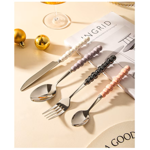 Juego de cubiertos de metal elegante con mangos de perlas, apto para lavavajillas, perfecto para el hogar, bodas, mesas de comedor, juegos de vajilla. - Product Image 5