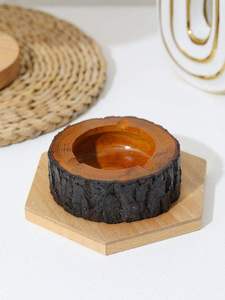 Cenicero de Madera Maciza de Nogal con Revestimiento de Acero Inoxidable, Diseño Clásico Creativo para Oficina, Hogar, Sala de Estar, para Cigarros y Ceniza - Product Image 5