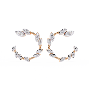 Pendientes de Aro de Oro de 14K con Diamantes Marquise, Joyería de Oreja de Doble Color Trenzado para Regalo de Boda o Fiesta - Product Image 3