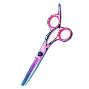 Rainbow Stainless Steel Right-Handed Long Handle <b>Thinning</b> Scissor Pink <b>Ring</b> Handle Barber Salon Hair Cutting Shear Sharp 6.5 - Product Image 6
