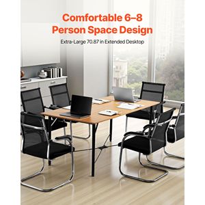 Tavolo da Conferenza Moderno Rettangolare da 6 Piedi con Gambe in Metallo, Estensibile per 6-8 Persone - Product Image 2
