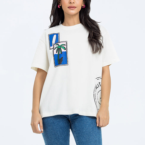 Camiseta Blanca de Manga Corta para Mujer, Corte Regular, 100% Algodón, Secado Rápido, Transpirable, Cuello Redondo, Informal, Primavera/Verano - Product Image 1