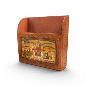 Porta Revistas de Madera Hecho a Mano |   Organizador de Periódicos Pintado al Estilo Rajasthani |   Estante de Almacenamiento Decorativo de Madera - Product Image 4