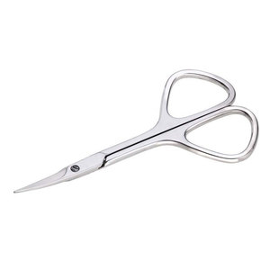 Tijeras para uñas y cutículas de acero inoxidable con hoja curva y anillos simétricos para los dedos, para manicura y cuidado personal - Product Image 1